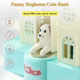 NEXTAKE Doghouse Money Bank, Funny Electric Automatic Stealing Coin Bank Piggy Bank Toy Doggy Saving Box for Kids with Sound and Light Effects (Purple)