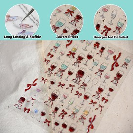 CESTSIREN Sparkling Wine Glass Nail Art Stickers, Glittering Shinny Nail Decals, for Nail Art Design, Self-Adhesive, Nail Accessories for Women, Nail Art Supplies