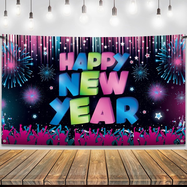 Happy New Year Party Multicolor Wall Banner