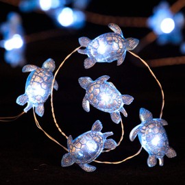 Impress Life Nautical Ocean Theme String Lights, 40 LED Blue Sea Turtle, Waterproof Indoor Decorative String Lights with Remote and Timer for Bedroom, 10 Feet Battery USB Powered