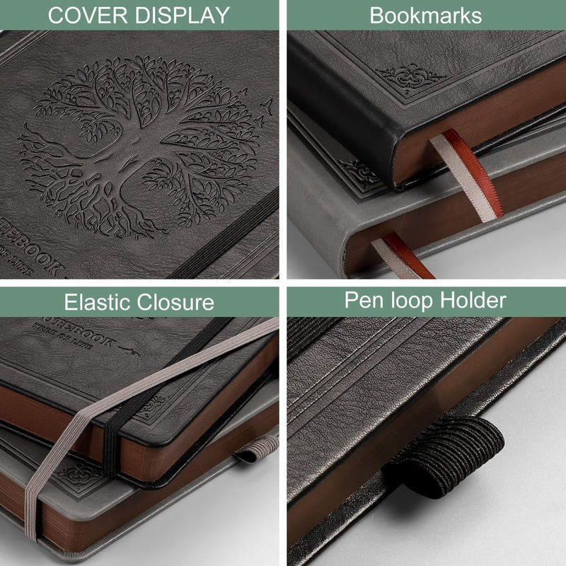 RETTACY Thick Lined Journal Notebook, A5 Hardcover Leather Journal With