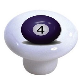 Set of 2 Billiards 4 Pool Ball Ceramic Cabinet Drawer Knobs