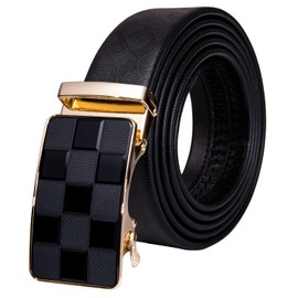 Dubulle Ratchet Dress Belt for Men Designer Mens Leather Belts Fashion Plaid Autoamtic Buckle Adjustable Sliding 1 3/8 Casual Formal