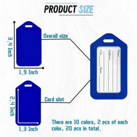 NEETUE 20 Pcs Luggage Tags, 3.4x1.9 Inches, Multicolour, Plastic, Rectangular, Labels, Travel Accessories