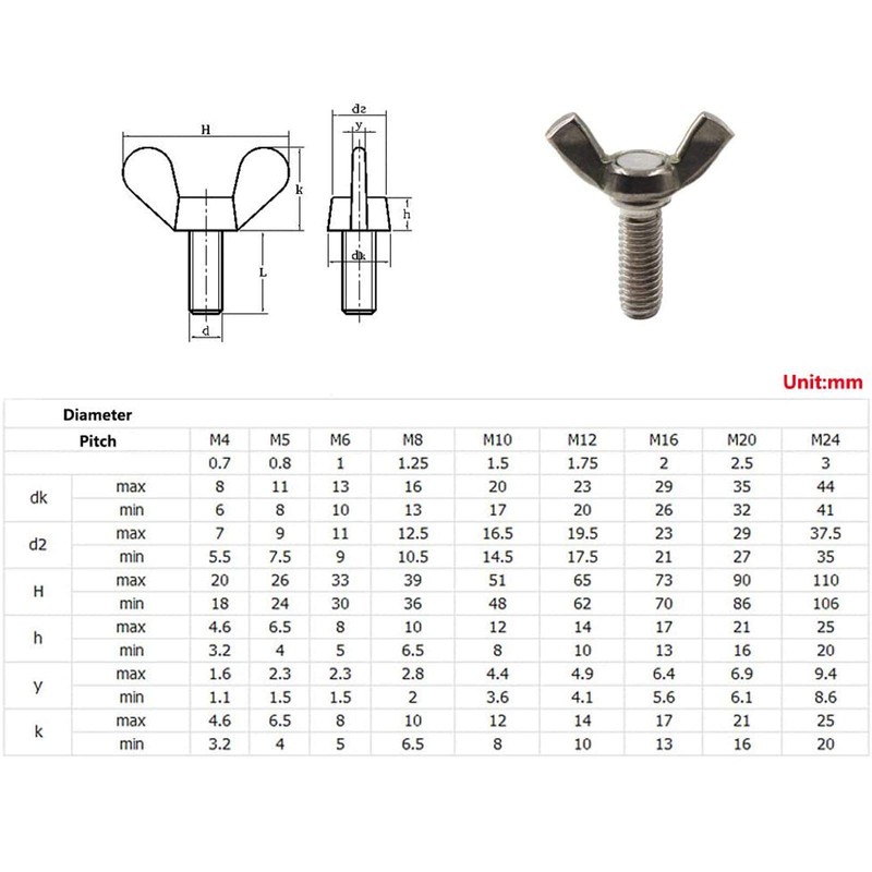 10 Pcs M6 304 Stainless Steel Wing Butterfly Screws Bolts