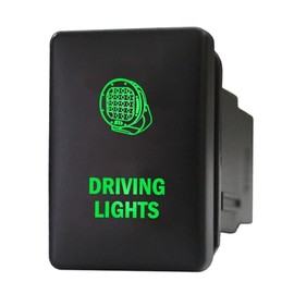 12V 3A ON-Off Push Switch 920G Laser Etched Driving Lights Dual LEDs in Green for Toyota Hilux Landcruiser Prado RAV4 & Suzuki and More