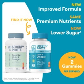 Smartypants Teen Guy Formula Vit C B12 K Zinc Biotin Energy Skin Hair 120 Gummy