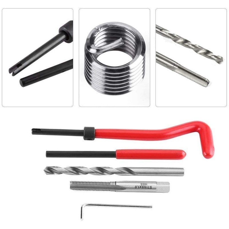 Saipor 30pcs Thread Repair Kit M6 x1.0mm Helicoil Restoring Thread