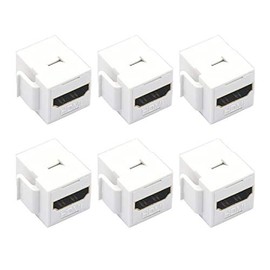 VCE 6-Pack HDMI Female Keystone Coupler, HDMI Keystone Jack Insert 4K Gold Plated HDMI Adapter Female to Female Connector for Wall Plate-White