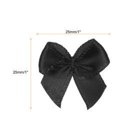 sourcing map 60Pcs Mini Ribbon Bow 1" Mini Fabric Satin Ribbon Flower Bows for Craft DIY Sewing Wedding Birthday Party Black