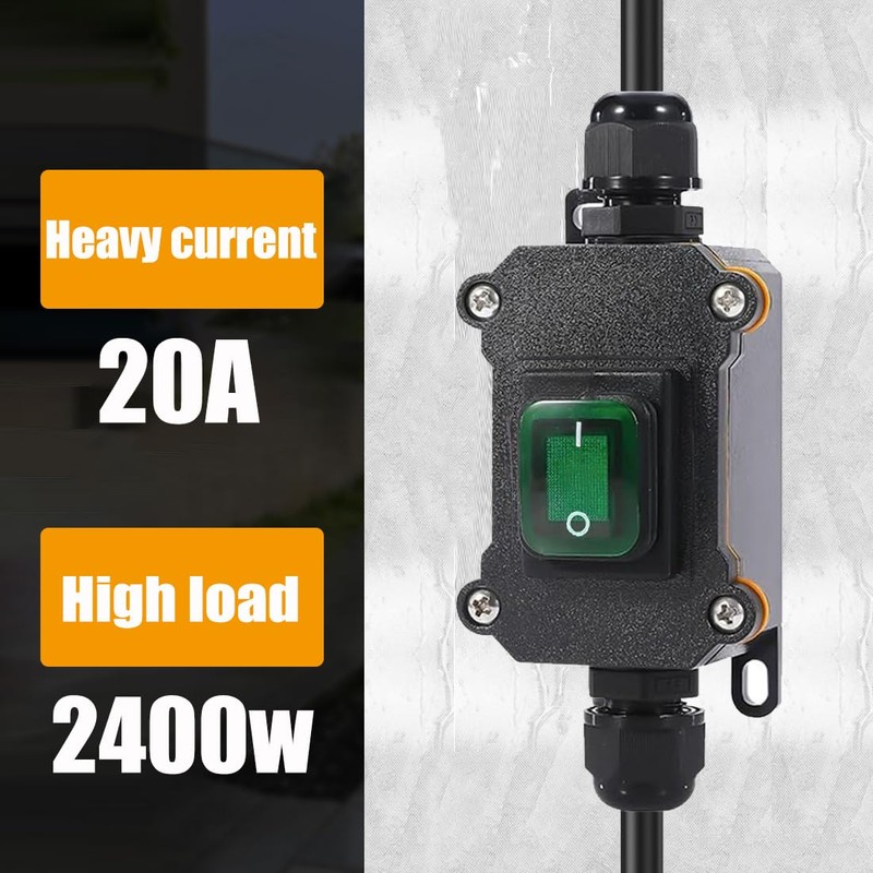 VONVOFF Waterproof Inline Cord Switch,DPST AC 20A-125V,16A-250V On Off Toggle