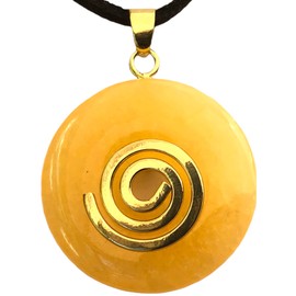 Steinfixx® - Premium Orange Calcite Donut Optional Necklace with Silver or Gold Pendant and 80 cm Leather Cord Healing Stone Gemstone Chakra Stone, Crystal Gemstone Crystal gemstone orange calcite,