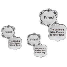 Friend Pocket Token Charm Gift - Set of 3 - The Path to a Friend's Door is Never Long - Keepsake for Friends - Inspirational - 1.25 Inch