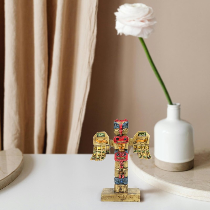 Transgood Indian Totem Pole Indigenous Aboriginal Style Decor, Mini Size