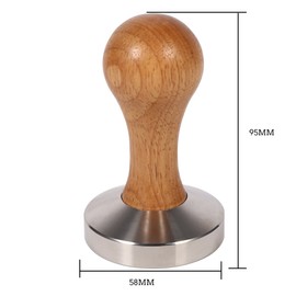 Acouto 58.5 Mm Tamper Tamper 10×6×6 1pc Wooden Handle Stainless Steel Coffee Tamper Press Tool with 58mm Flat Base Hot