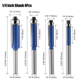Hozly Flush Trim Router bit 1/4 Shank Bearing Flush Trim Router Bit ,Flush Trim Router bits Suitable for Wood Synthetic Board Laminated Board