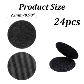 LVYKING 24 Pairs 1 Inch Hook and Loop Dots, Round Adhesive Double Sided Sticky Tape, Self Adhesive Nylon Hook and Loop Fasteners for Home Office DIY Tool Hanging, Black