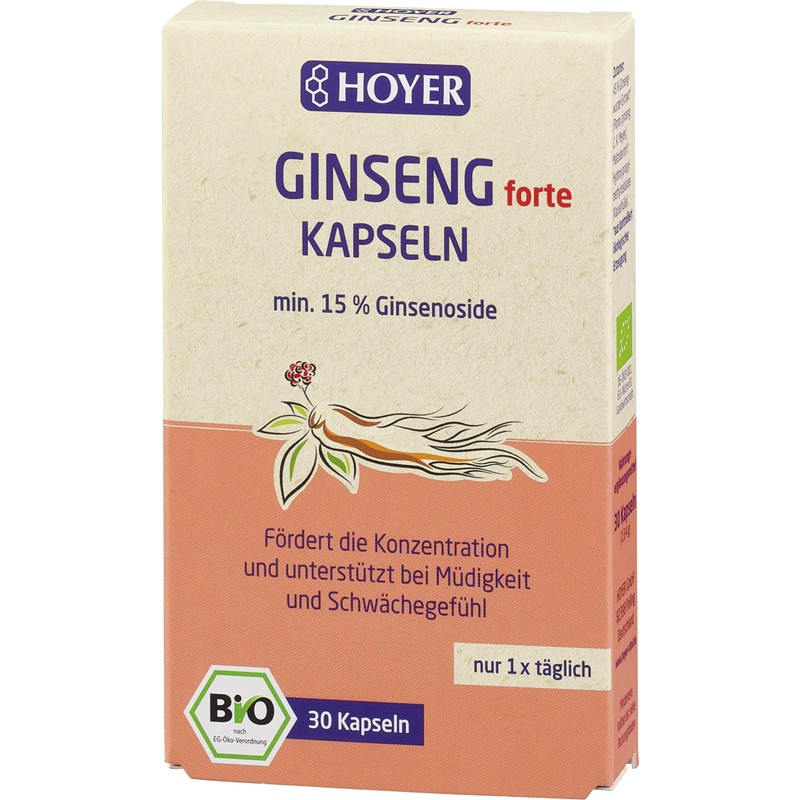 Mind. 15% Ginseno Side, Hoyer Organic Ginseng Capsules Pack of