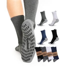Pembrook 4 Pairs Crew Non Slip Socks - Gripper Socks for Men Women Husband Dad | Grip Socks Men | Non Slip Socks Men | Non Skid Socks for Men