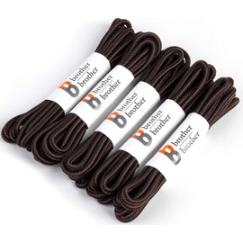BB BROTHER BROTHER Black and Brown Round Boot Shoe Laces (5 Pairs), Heavy Duty Non Slip Replacement Shoelaces, 3/16" Thick 3.5mm Shoe Strings for Men’s and Women’s Work, Hiking, Winter, Walking Boots