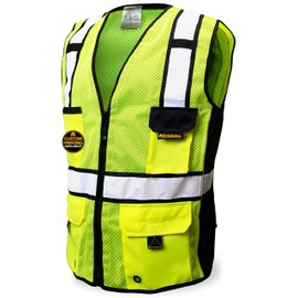 KwikSafety - Charlotte, NC - RoadBOSS Economy Safety Vest [Solid Reflective Tape] Class 2 High Visibility ANSI OSHA Heavy Duty Surveyor Construction Mesh HiVis Men Work Gear/Yellow 2XL