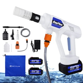 Cordless Pressure Washer,Portable Car Pressure Washer Gun with 3000mAh Battery,0-180° Adjustable Nozzle,3 Variable Speed Pressure 652PSI Electric Power Washer with 16.4ft Hose for Cars,Fences,Floor