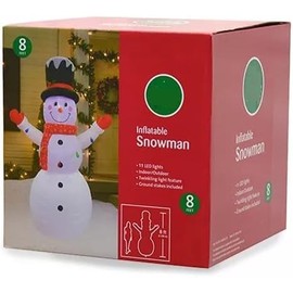 8 Foot Tall - Holiday Inflatable Christmas Snowman, LED Lights, Pre-Lit (Yard, Christmas, Holiday Decoration Display)