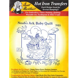 Noah's Ark Baby Quilt Aunt Martha's Hot Iron Embroidery Transfer