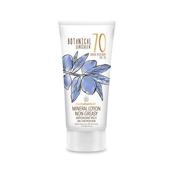 Australian Gold Botanical SPF 70 Mineral Sunscreen Lotion, Non-Chemical Sunblock
