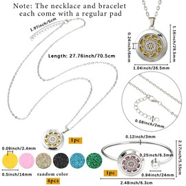 SUNNYCLUE 1Pc Essential Oil Diffuser Bracelet 1Pc Essential Oil Necklace with 10Pcs Refill Pads Flower Stainless Steel Necklaces Adjustable Cuff Bangles Aromatherapy Locket Bracelets for Women Gifts