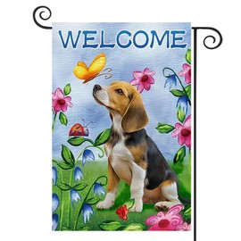 DMERBYL Welcome Dog Garden Flag Vertical Double Sided Burlap Flower Summer Yard Outdoor Decor Home Decor (12.5 x 18, Welcome Dog)