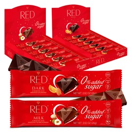 Red Delight Chocolate Variety Pack - Orange Almond Dark, Hazelnut Macadamia Bars - 0.90 oz, Pack of 24 Keto Vegan Snacks - European-Made Gourmet Treats for Gifting & Sharing