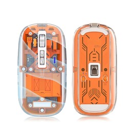 Yoidesu Ratón Inalámbrico Bluetooth, BT5.1 2.4G Ratones de Juego Mecánicos de Modo Dual Ratón Silencioso Completamente Transparente, Ratón de Computadora Recargable USB Fresco con Luces