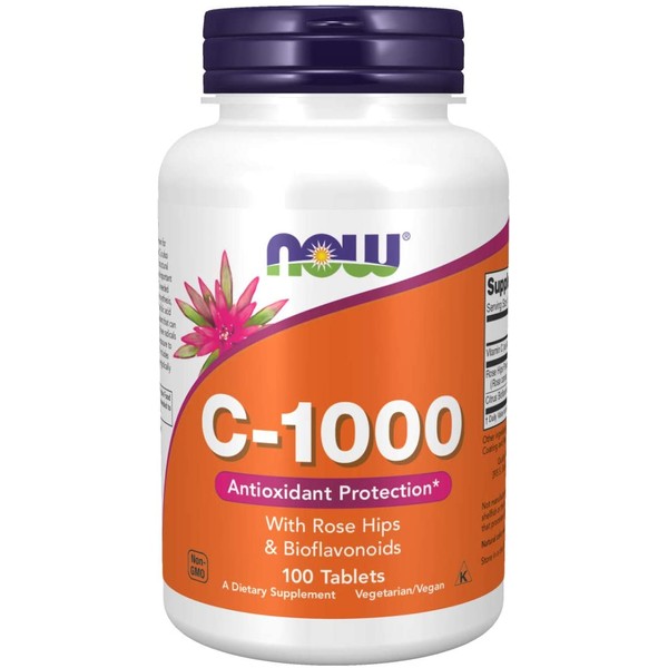 NOW Supplements, Vitamin C-1,000 with Rose Hips & Bioflavonoids, Antioxidant Protection*, 100 Tablets