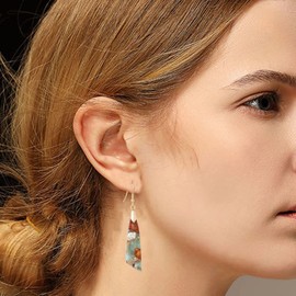 Plumiss Bohemia Variety Teardrop Geometric Agalmatolite Stone Drop Dangle Earrings Jewellery for Women And Girl