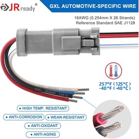JRready ST9028 3Pin 4Sets Deutsch Connector Kit-DT Connector with 16AWG GXL Automotive Wire-Includes Heat Shrink Butt Connector-Ideal for Auto Wire Connection in Cars,Trucks Etc