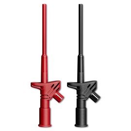 Cleqee Pack of 2 Multimeter Test Hook Clip Heavy Duty with 4 mm Banana Socket Flexible Insulated High Voltage for Electrical Tests 1000 V/10 A Red Black