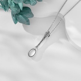 HKPATOP Spoon Necklace 925 Sterling Silver Teaspoon Pendant Spoon Jewelry Mothers Day Gifts for Women