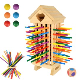 NEUFOOD Montessori Toy from 3 Years, 77 Pieces Colourful Wooden Sticks Educational Board Game, Fine Motor Skills Game, Family Game, Travel Game for Children, Games from 3 4 5 6 7 Years