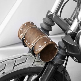 HCmotorku Motorcycle Tool Bag Side Bag Universal Luggage Tool Accessory Storage Sissy Bar Bag Waterproof PU Leather for Harley Yamaha Kawasaki Suzuki Brown