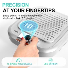 L'UGX Nail Dust Collector Professional for Nails with 30 Paper Filters,10-Gear Powerful Dust Collector for Nails Vacuum Duster Collector Nail Tech Extractor Cleaner for Salon Use