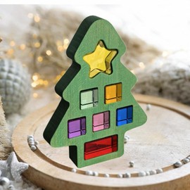 Baoblaze Christmas Tree Shape Acrylic Cubes Blocks Rainbow Fine Motor Skill Sensory Training Toys Translucent for Kids Gifts Birthday