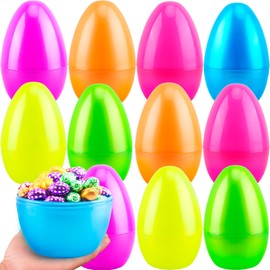 Restroma 12 Pack 8 Inch Jumbo Easter Eggs Large Empty Colorful Fillable Easter Egg Gaint Plastic Egg for Easter Theme Party Favors Classroom Prize, 6 Colors