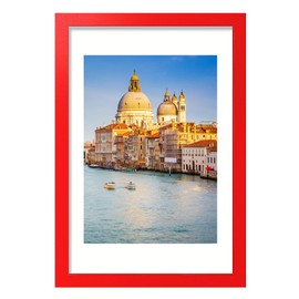 wyooxoo 11x17 Picture Frame Red Made of Solid Wood Photo Frames Display Pictures 8x12 with Mat or 11x17 Without Mat Colorful Frame For Tabletop Display or Wall