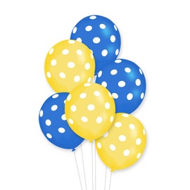 AnnoDeel 50pcs Blue Yellow Polka Dot Latex Balloons, 12inch Blue Polka Dot Balloons and Yellow Polka Dot Balloons for Graduation Anniversary Birthday Baby Show Bachelorette Party Decoration