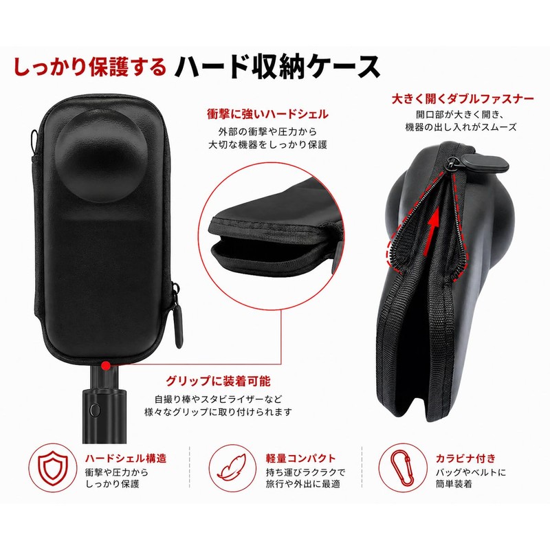 DGSHUIJIE Insta360 X4/X5 Compatible Storage Case with Carabiner, EVA Hard