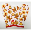 Gingerbread Oven Gloves, Mitts Pair, White with Red Trim