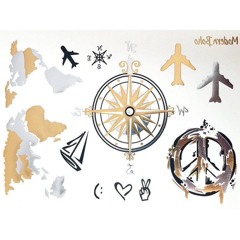 5 Sheets Metallic Tattoos Gold and Silver Flash By Modern