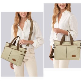 Women's Canvas Tote Bag Work Shoulder Crossbody Bags Vintage Multi-pocket Handbags Small, Khaki