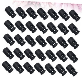 Operitacx 50pcs Lock Catch Toggles Lanyard Stopper Locks Trouser Drawstring Cord Product Stops Sliding Fastener Buttons Snap Hook Lock Cord Lock Drawstrings Spring Clips for Elastic Black